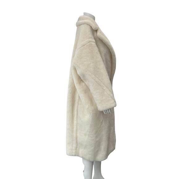 $4290 Max Mara White Ivory Tedgirl Teddy Long Coat Jacket size Medium - Picture 8 of 11